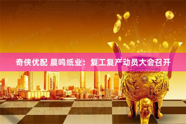 奇侠优配 晨鸣纸业：复工复产动员大会召开